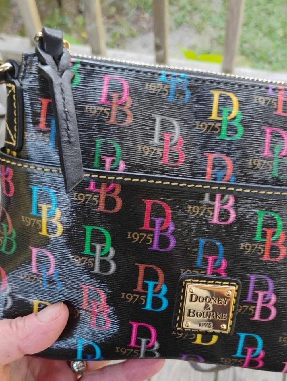 Dooney & Bourke Black Multicolor DB Logo Crossbody - Picture 5 of 10